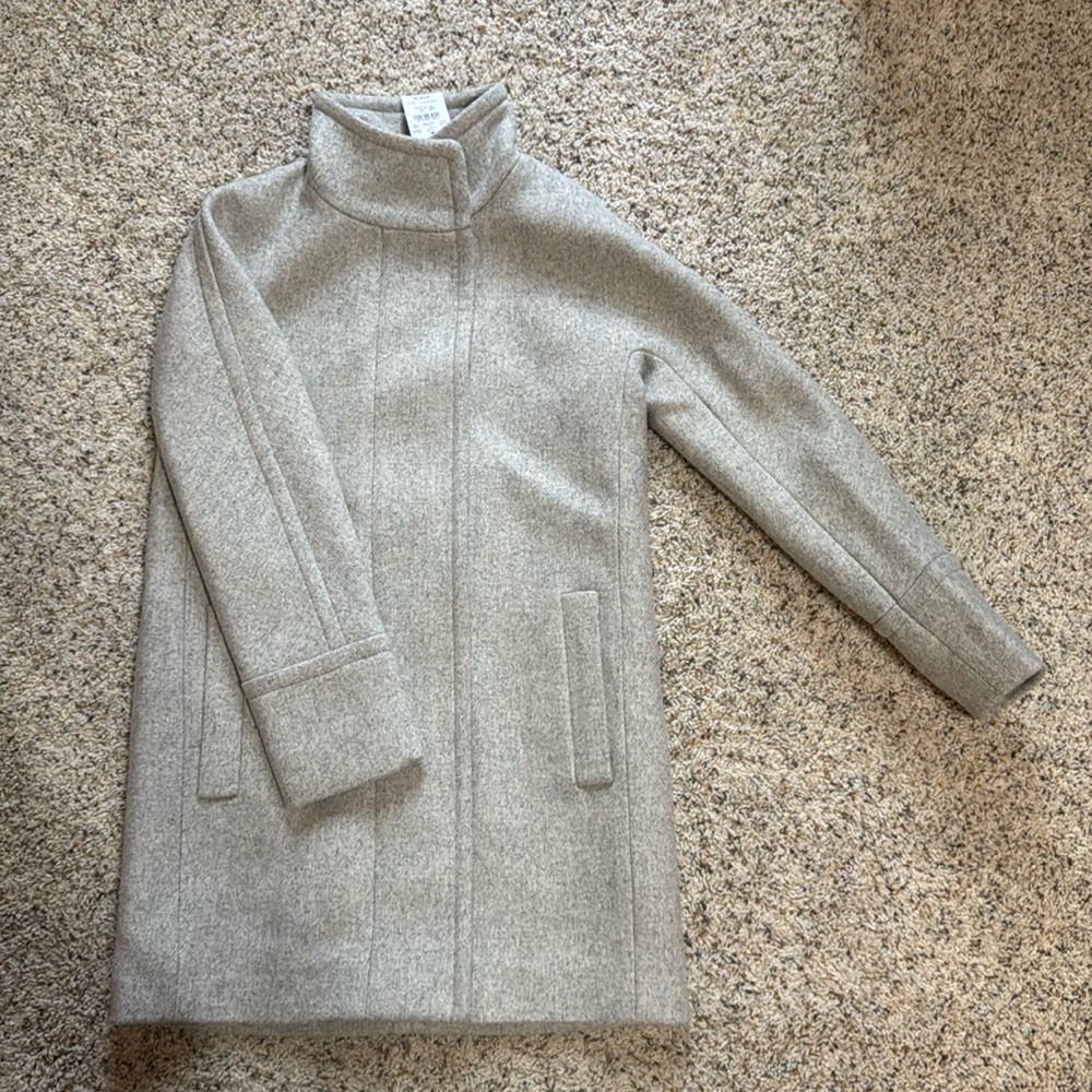 J. Crew Womens Wool Coat Blend Grey AB946 Peacoat Trench Jacket Petite 00